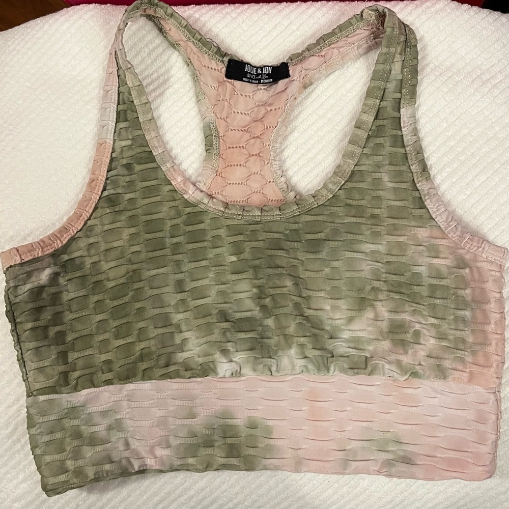 Jolie & Joy by FCT With Love Women's Sports Bra - Pink and Green